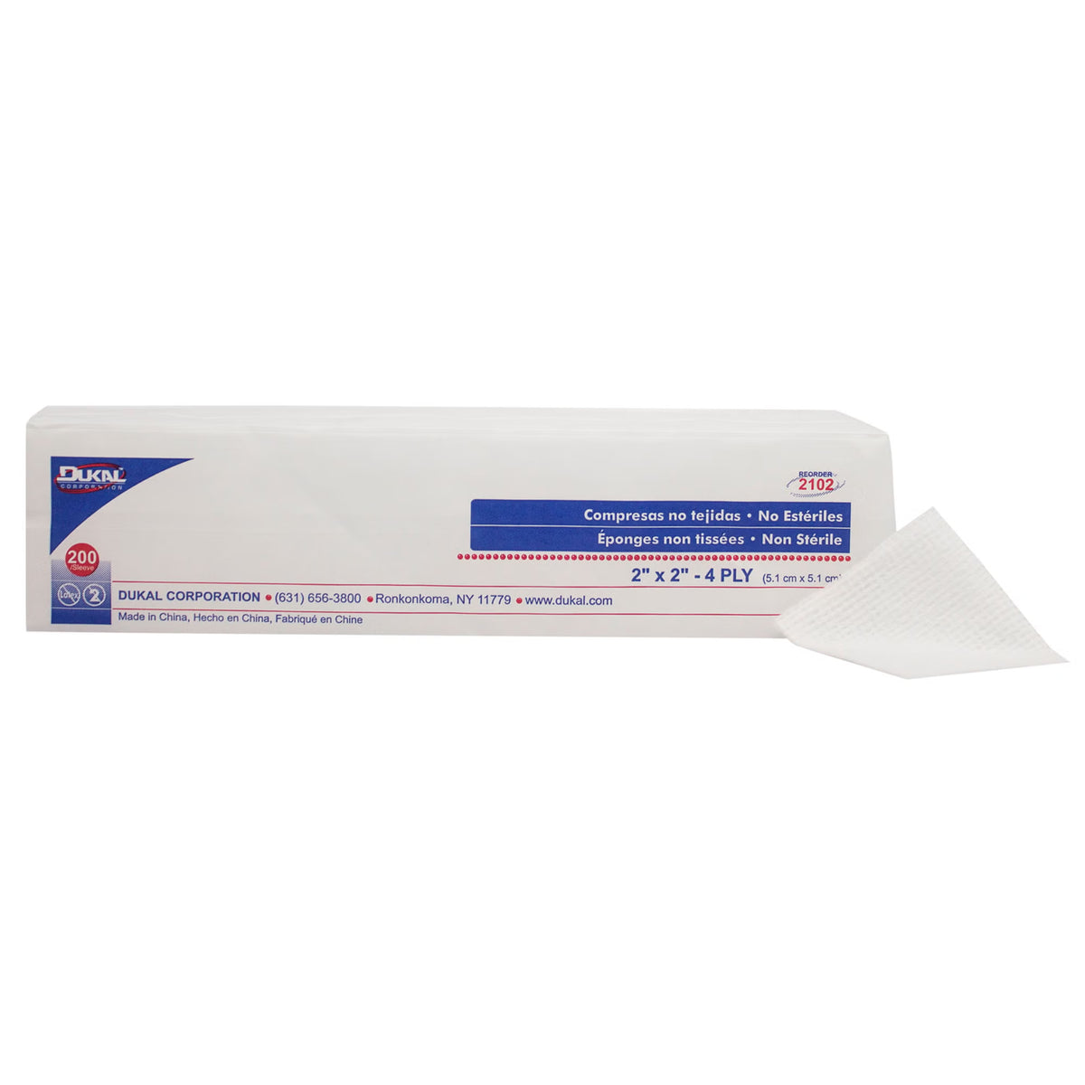Dukal Clinisorb Non-Woven Sponges, Non-Sterile, 2" x 2", 4-Ply - 2102 - LL Medico