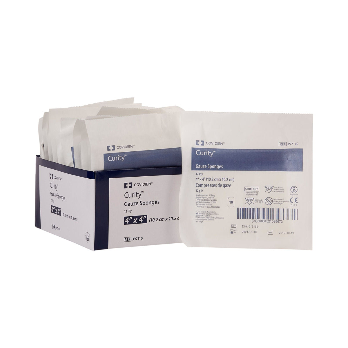 Cardinal Health Curity Sterile USP Type VII Gauze Sponge, 4 x 4 Inch, 12-Ply
