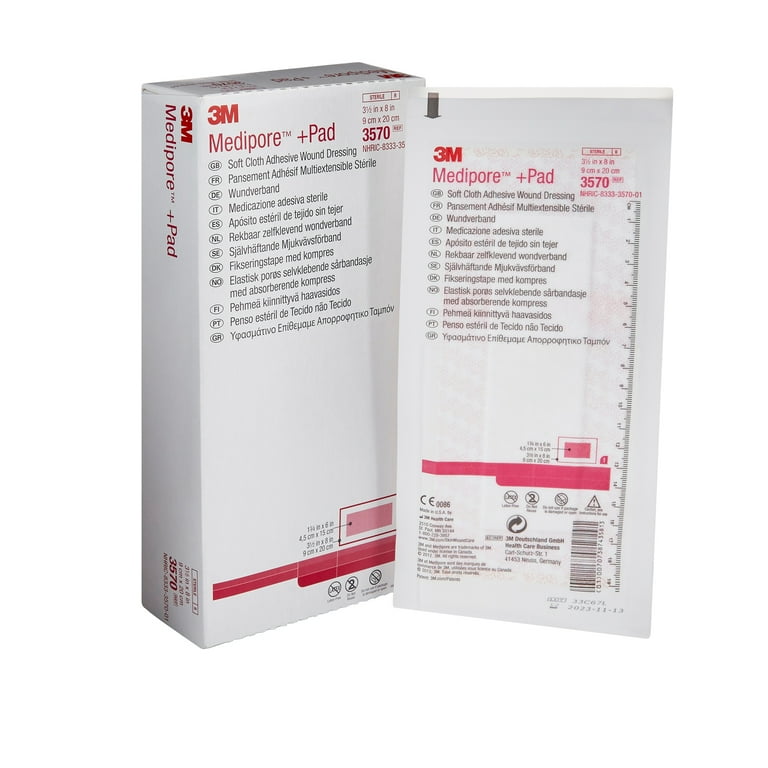 3M Medipore +Pad Soft Cloth Dressings, 2-3/8 x 4 Inch, White
