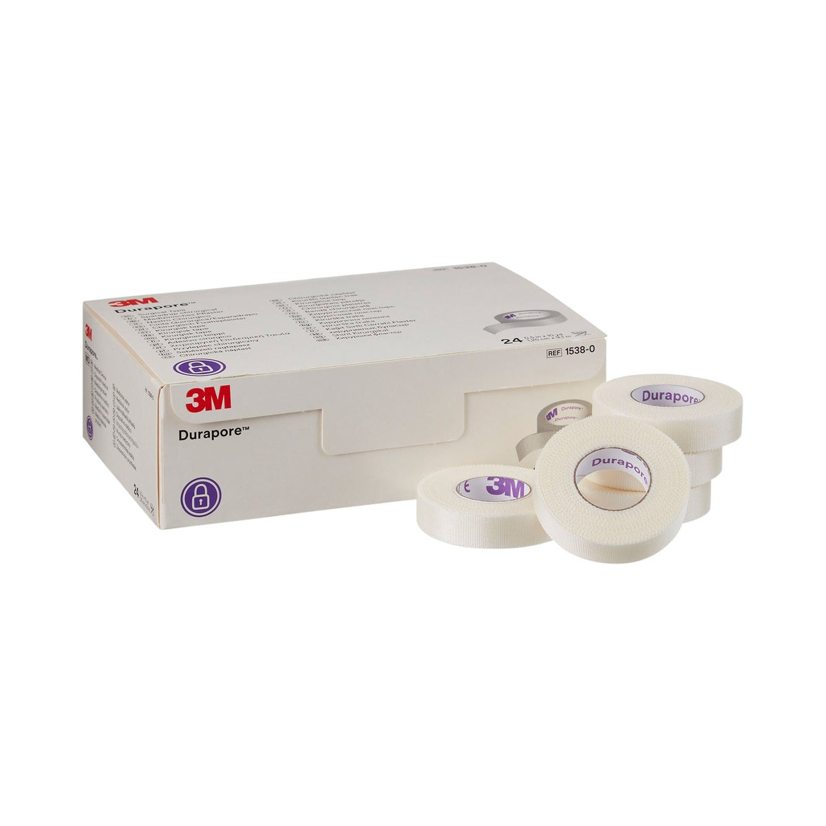 3M Durapore Silk-Like Cloth Medical Tape, Non-Sterile, White, 1/2" x 10 Yard - 1538-0-Box - LL Medico