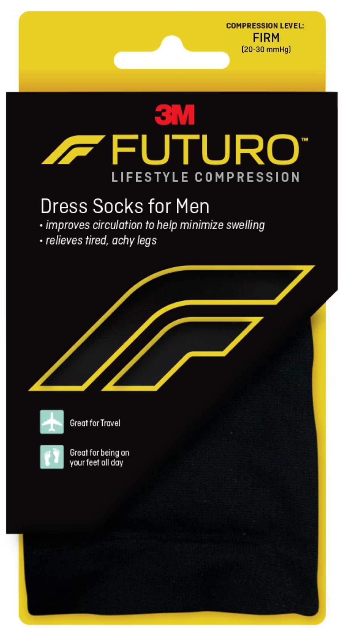 3M Futuro Dress Socks for Men, Firm Compression, Calf High, Black - 71035BLEN-Pair - LL Medico