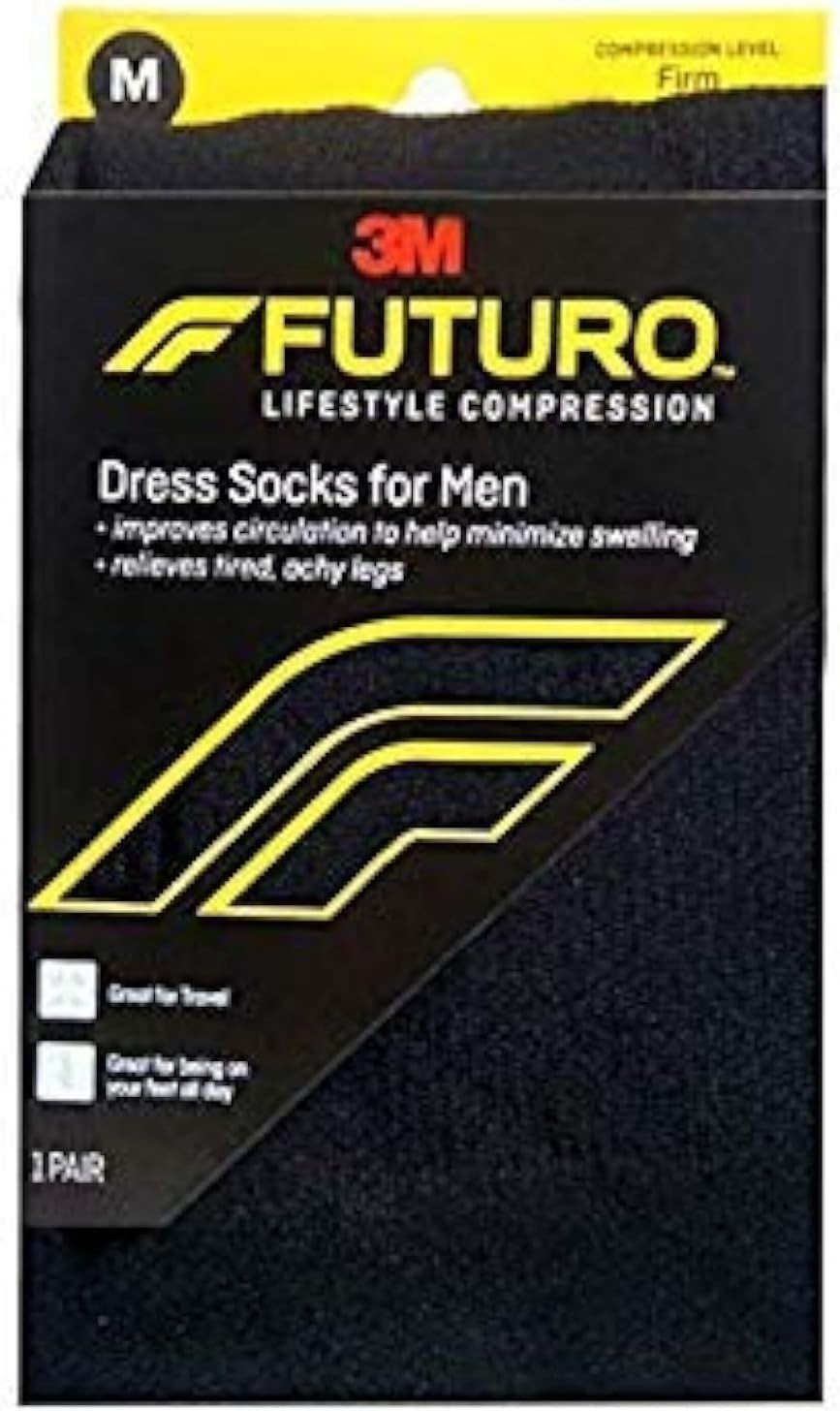 3M Futuro Lifestyle Compression Dress Socks for Men Firm 20-30 mmHg, Black, X-Large - 71037EN-Pair - LL Medico