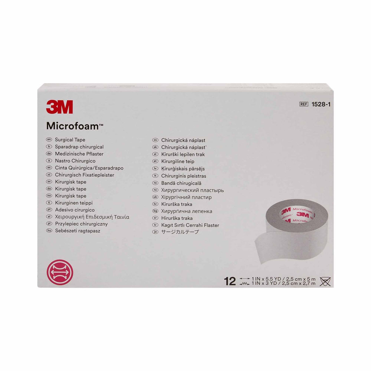 3M Microfoam Foam / Acrylic Adhesive Medical Tape, 1 Inch x 5-1/2 Yard, White