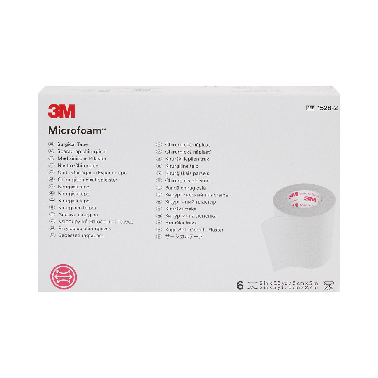 3M Microfoam Foam / Acrylic Adhesive Medical Tape, 2 Inch x 5-1/2 Yard, White