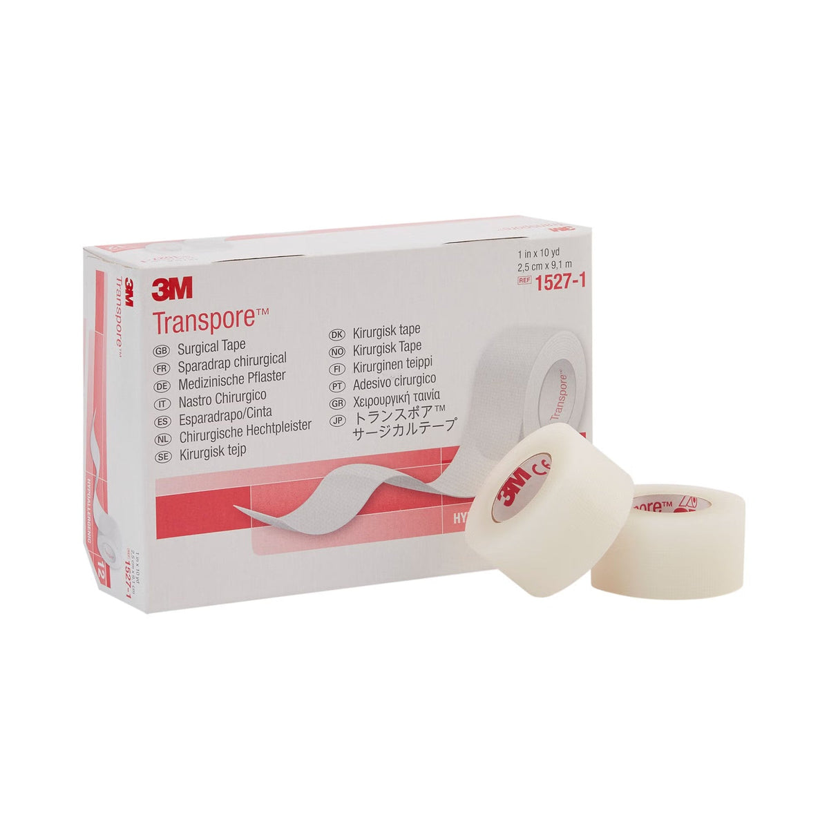 3M Transpore Plastic Medical Tape, Non-Sterile, Transparent, 1" x 10 Yard - 1527-1-Single - LL Medico