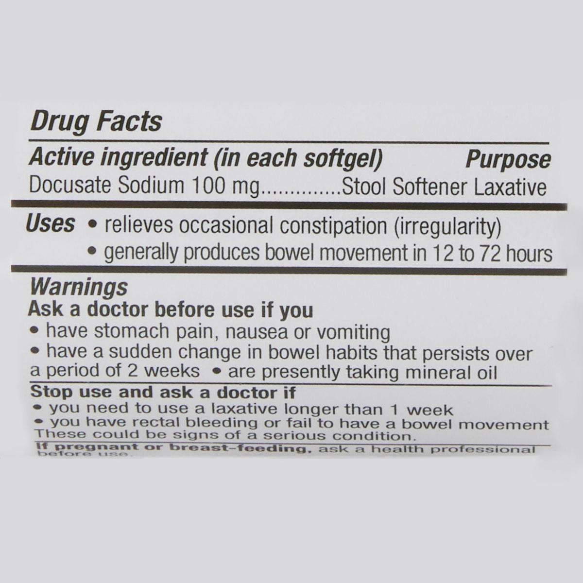 Geri-Care Stool Softener, Docusate Sodium 100 mg, Softgel - 401-20-GCP - LL Medico