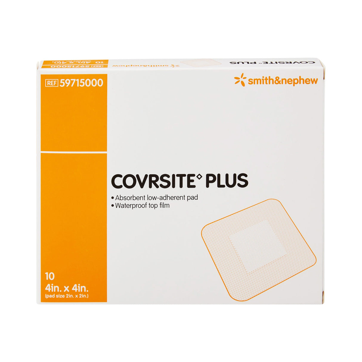Smith & Nephew COVRSITE Plus Composite Dressing, Square Non-Sterile Film Backing — 4" x 4"