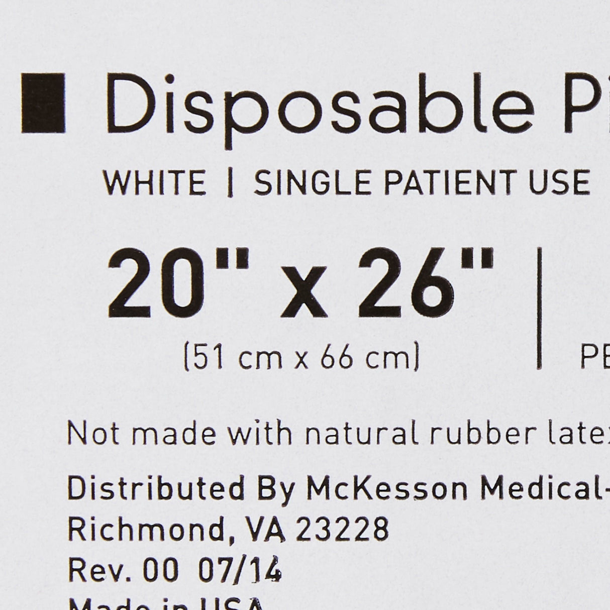 Bed Pillow McKesson 20 X 26 Inch White Single Patient Use