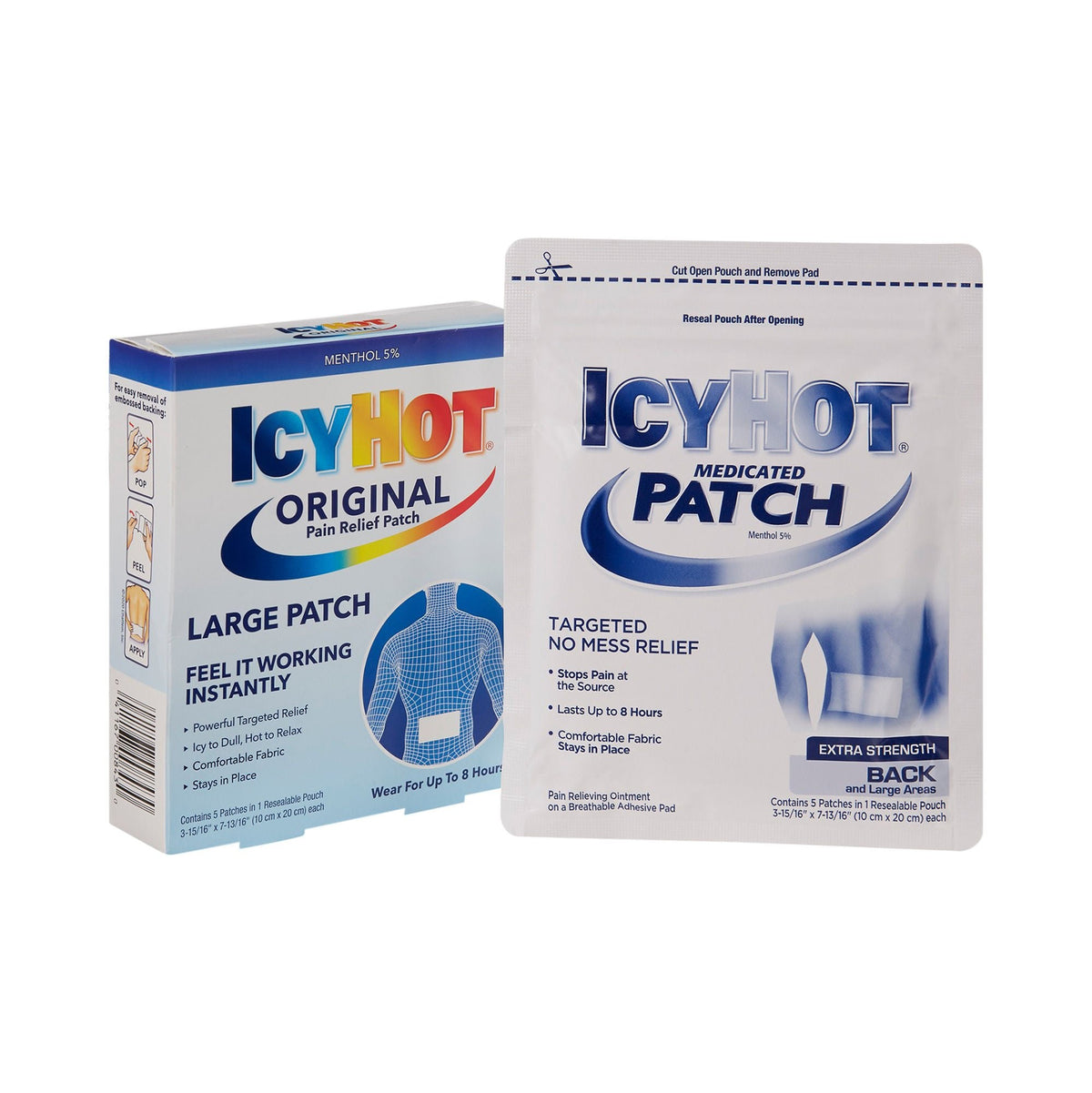 Icy Hot Original Pain Relief Patch, Menthol 5%, Large - 41167004843 - LL Medico