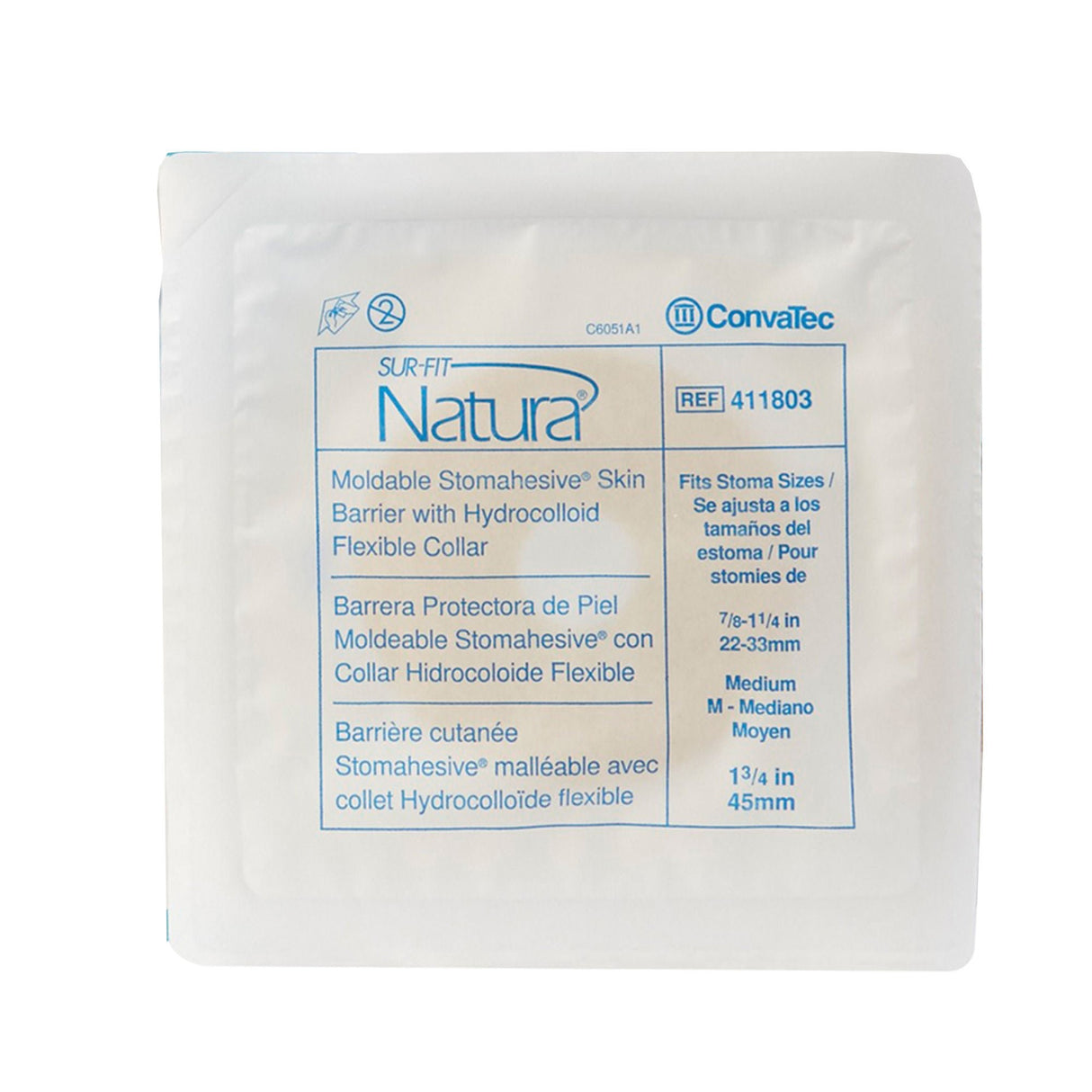 ConvaTec Sur-Fit Natura Stomahesive Two-Piece Skin Barrier, Flat, Moldable, 45 mm Flange
