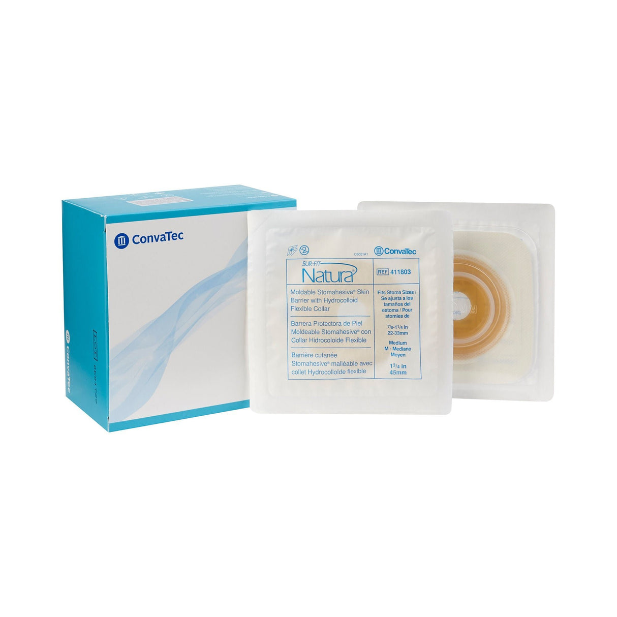 ConvaTec Sur-Fit Natura Stomahesive Two-Piece Skin Barrier, Flat, Moldable, 45 mm Flange