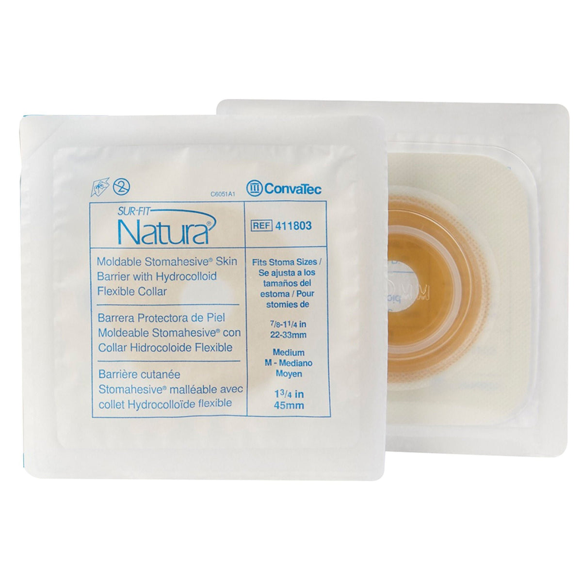 ConvaTec Sur-Fit Natura Stomahesive Two-Piece Skin Barrier, Flat, Moldable, 45 mm Flange
