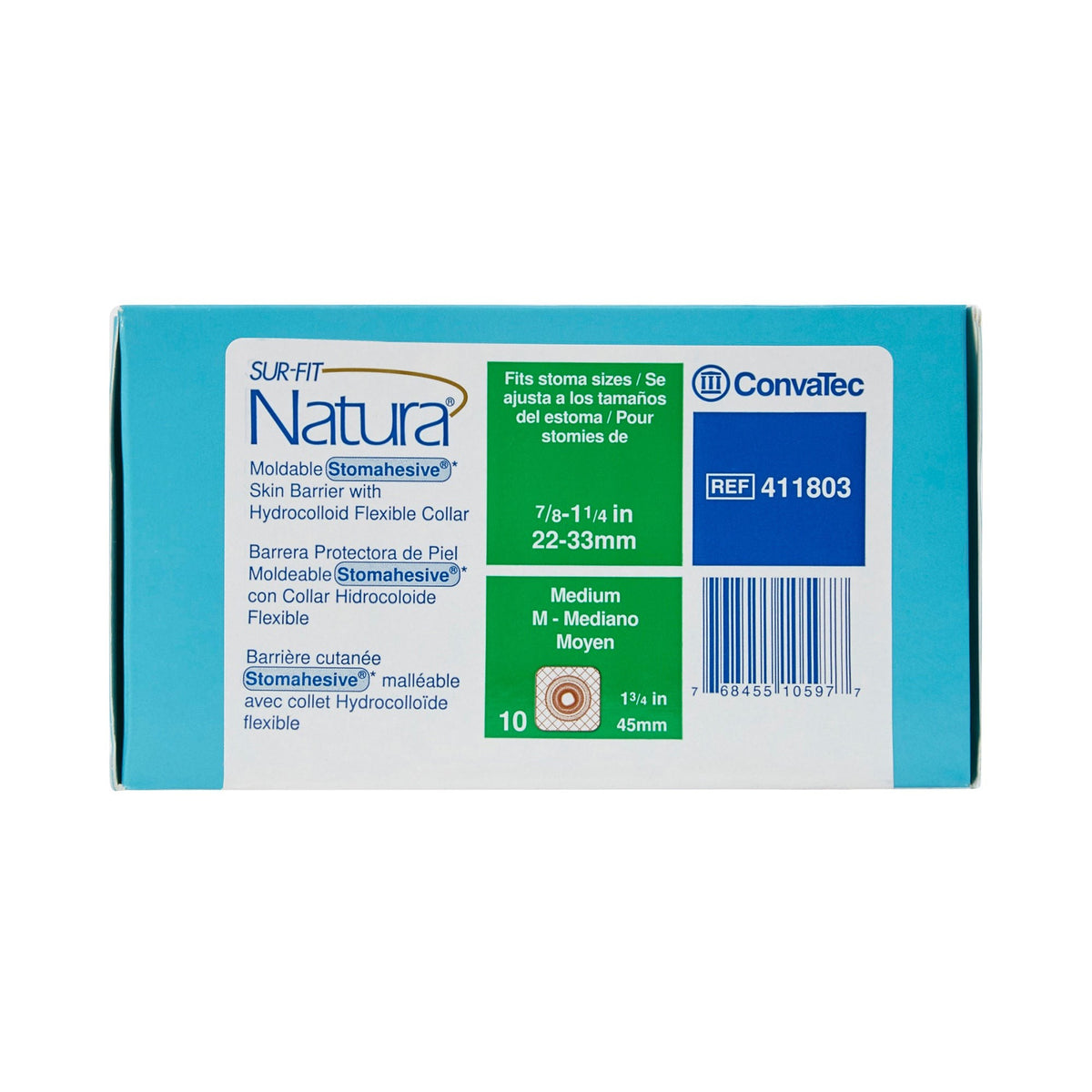 ConvaTec Sur-Fit Natura Stomahesive Two-Piece Skin Barrier, Flat, Moldable, 45 mm Flange