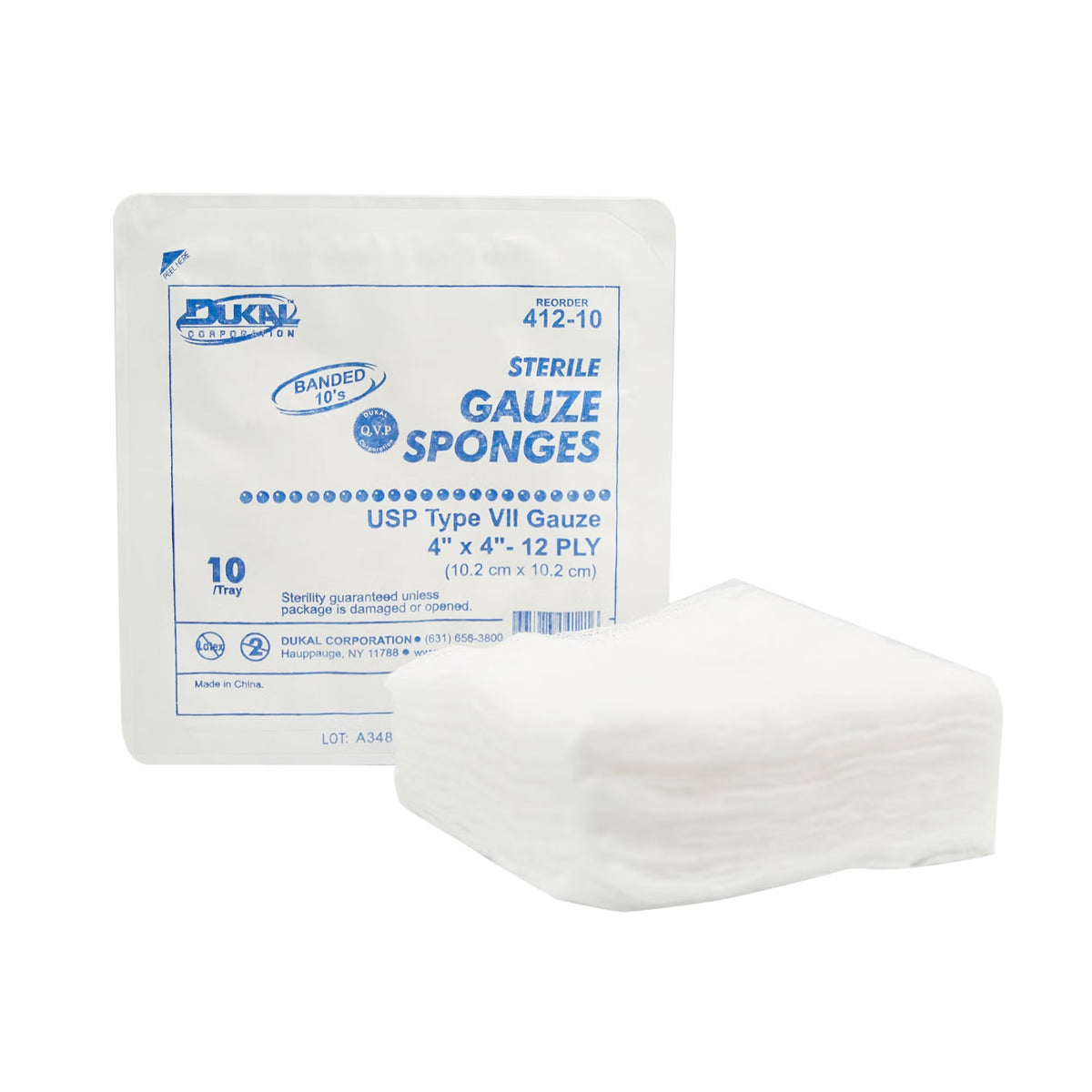 Dukal Sterile USP Type VII Gauze Sponge, 4 x 4 Inch, 12-Ply