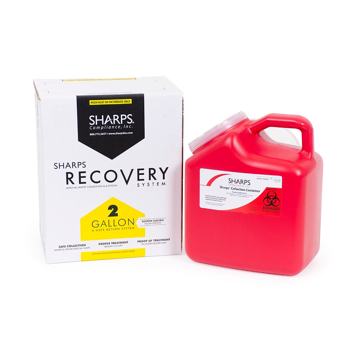 Sharps Mailback Chemotherapy Container, Yellow Base, 2 Gallon, NonSterile - 41200-012W - LL Medico