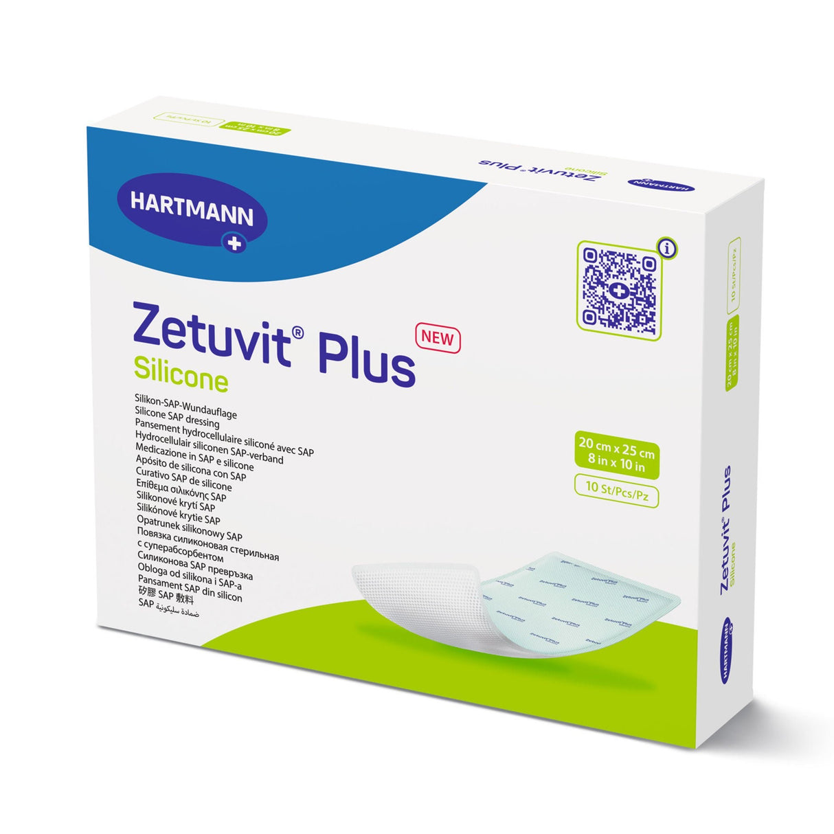 Hartmann Zetuvit Plus Silicone Super Absorbent Dressing, 8 x 10 Inch