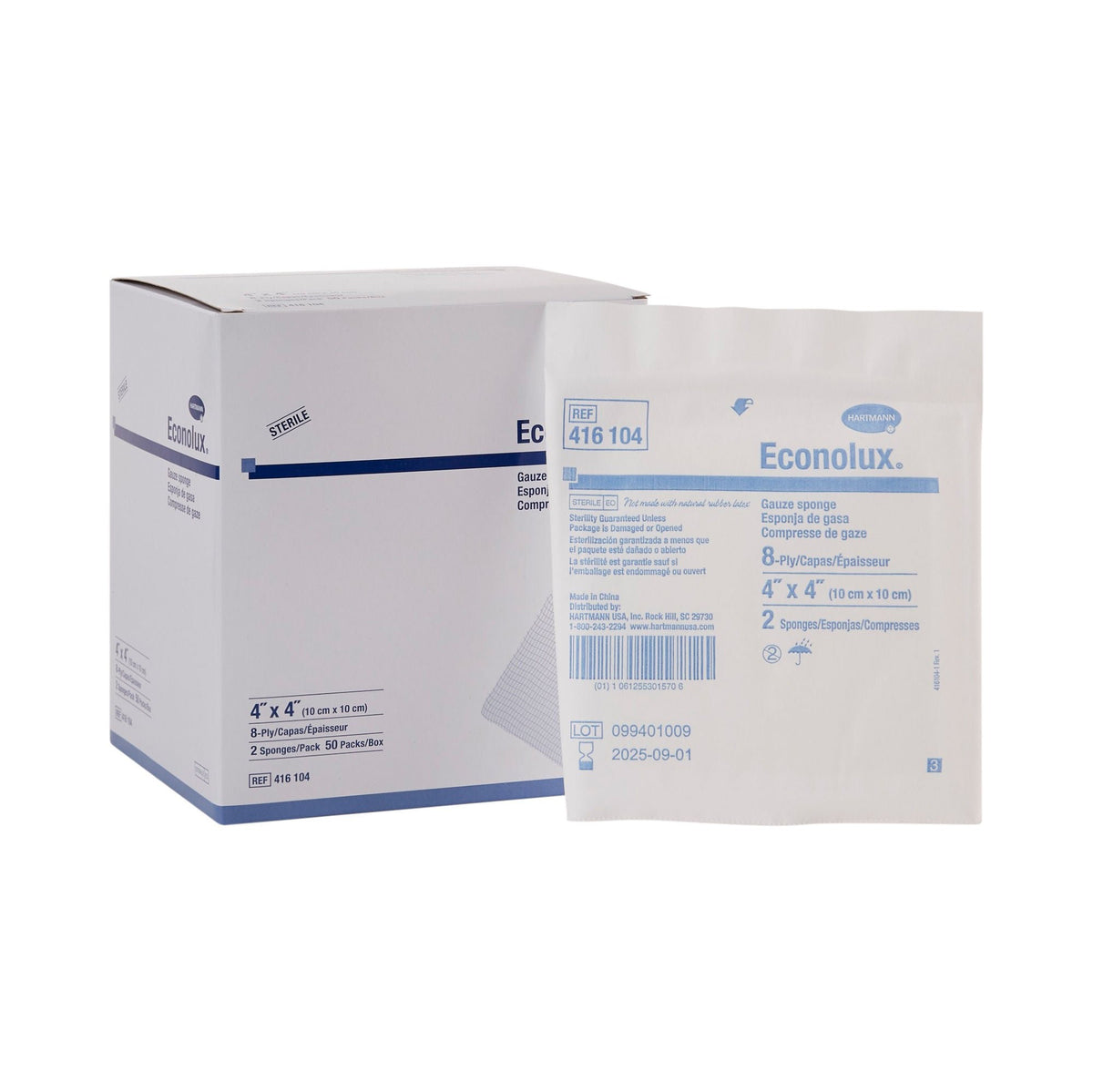 Hartmann Econolux Sterile Gauze Sponge, 4 x 4 Inch, Eight-Ply