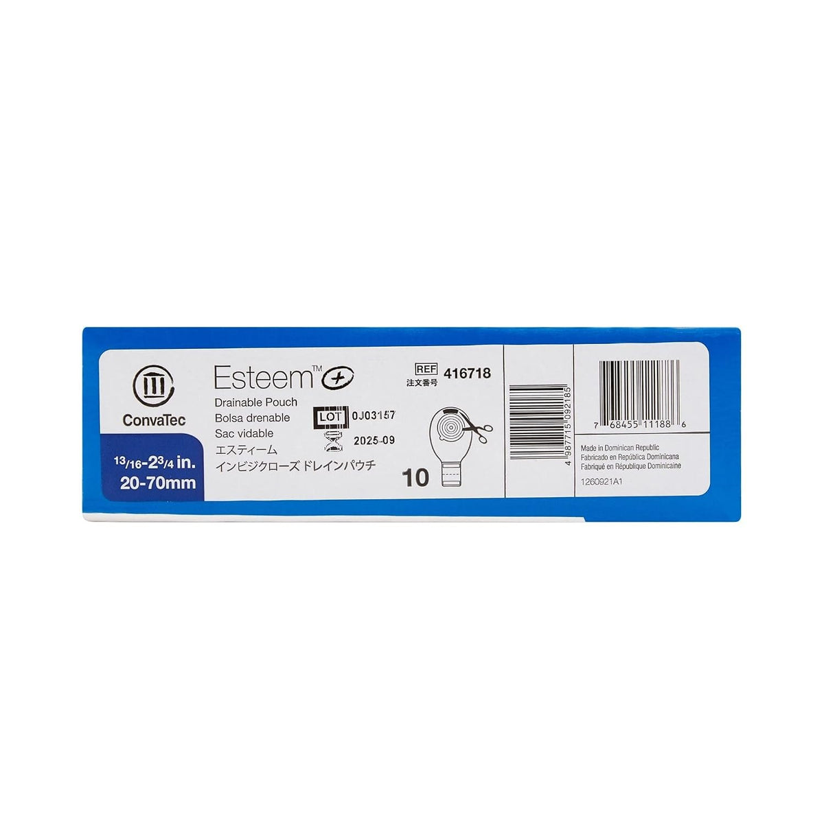ConvaTec Esteem+ One-Piece Pouch, Flat, Cut-to-Fit, Transparent, 12-Inch, with Filter, Stomahesive, Standard Wear