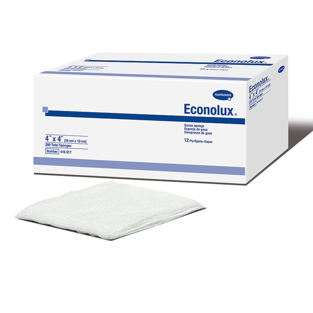 Hartmann Econolux Gauze Sponge, 4 x 4 Inch, 12-Ply