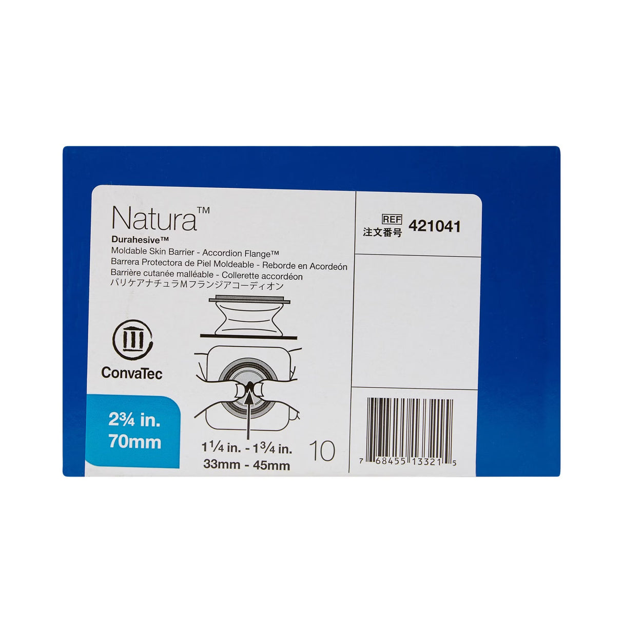 ConvaTec Natura Two-Piece Skin Barrier, Accordion Flange, Moldable, 70 mm Flange