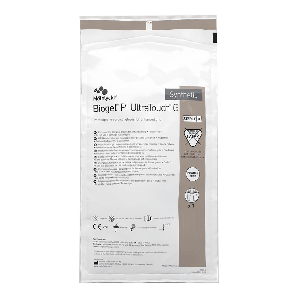 Biogel PI UltraTouch G Polyisoprene Surgical Glove, Straw