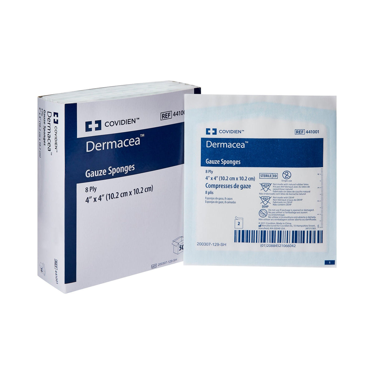 Cardinal Health Dermacea Sterile Gauze Sponge, 4 x 4 Inch, Eight-Ply