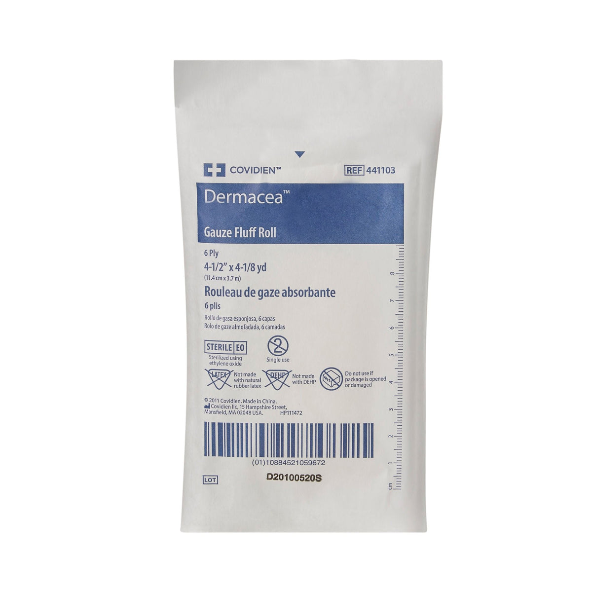 Cardinal Health Dermacea Sterile Fluff Bandage Roll, 4-1/2 Inch x 4-1/10 Yard, 6-Ply