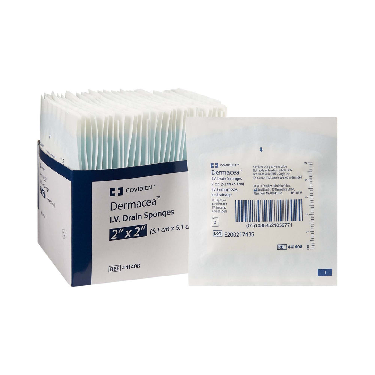 Cardinal Health Dermacea Drain Sponges 6-Ply, Sterile, 2" x 2" - 441408 - LL Medico