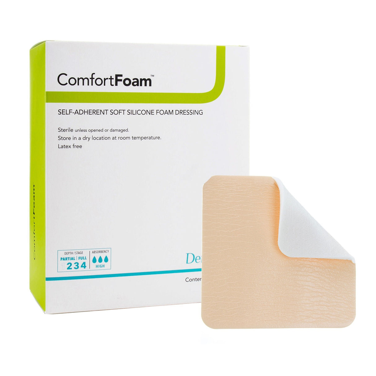 Dermarite ComfortFoam Silicone Adhesive without Border Silicone Foam Dressing, 4 x 5 Inch