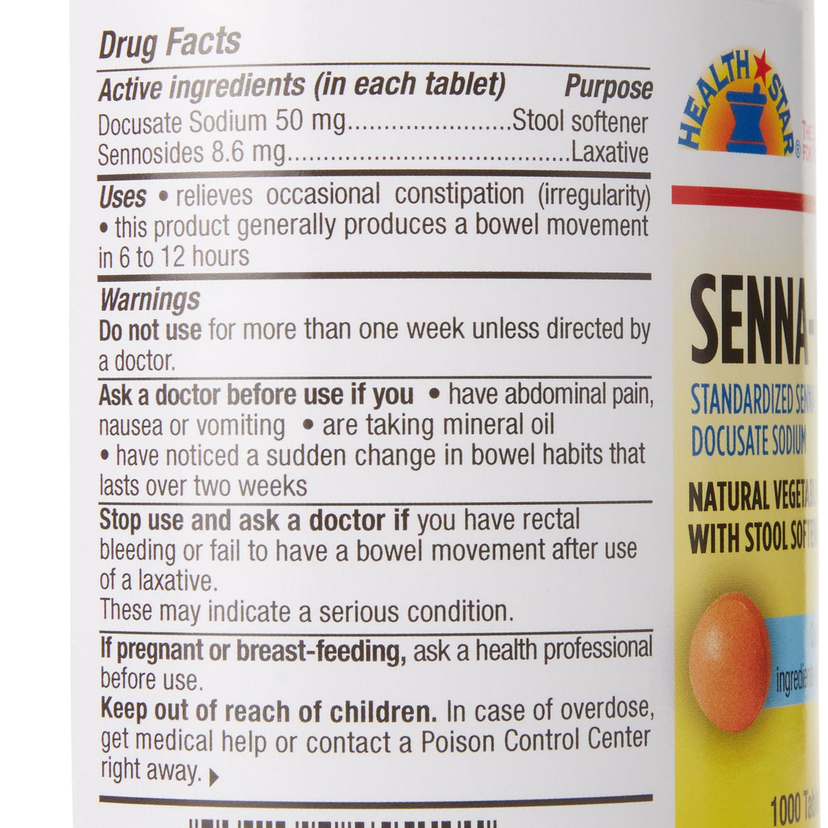 Geri-Care Senna Plus Stool Softener Laxative Tablets, Docusate Sodium 50 mg / Sennosides 8.6 mg - 455-10-HST - LL Medico