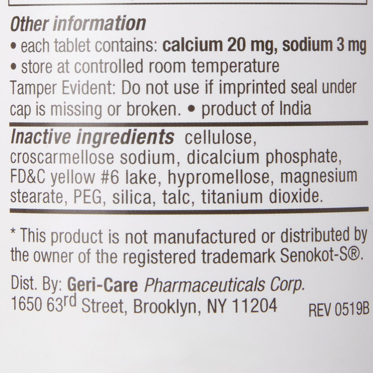 Geri-Care Senna Plus Stool Softener Laxative Tablets, Docusate Sodium 50 mg / Sennosides 8.6 mg - 455-10-HST - LL Medico