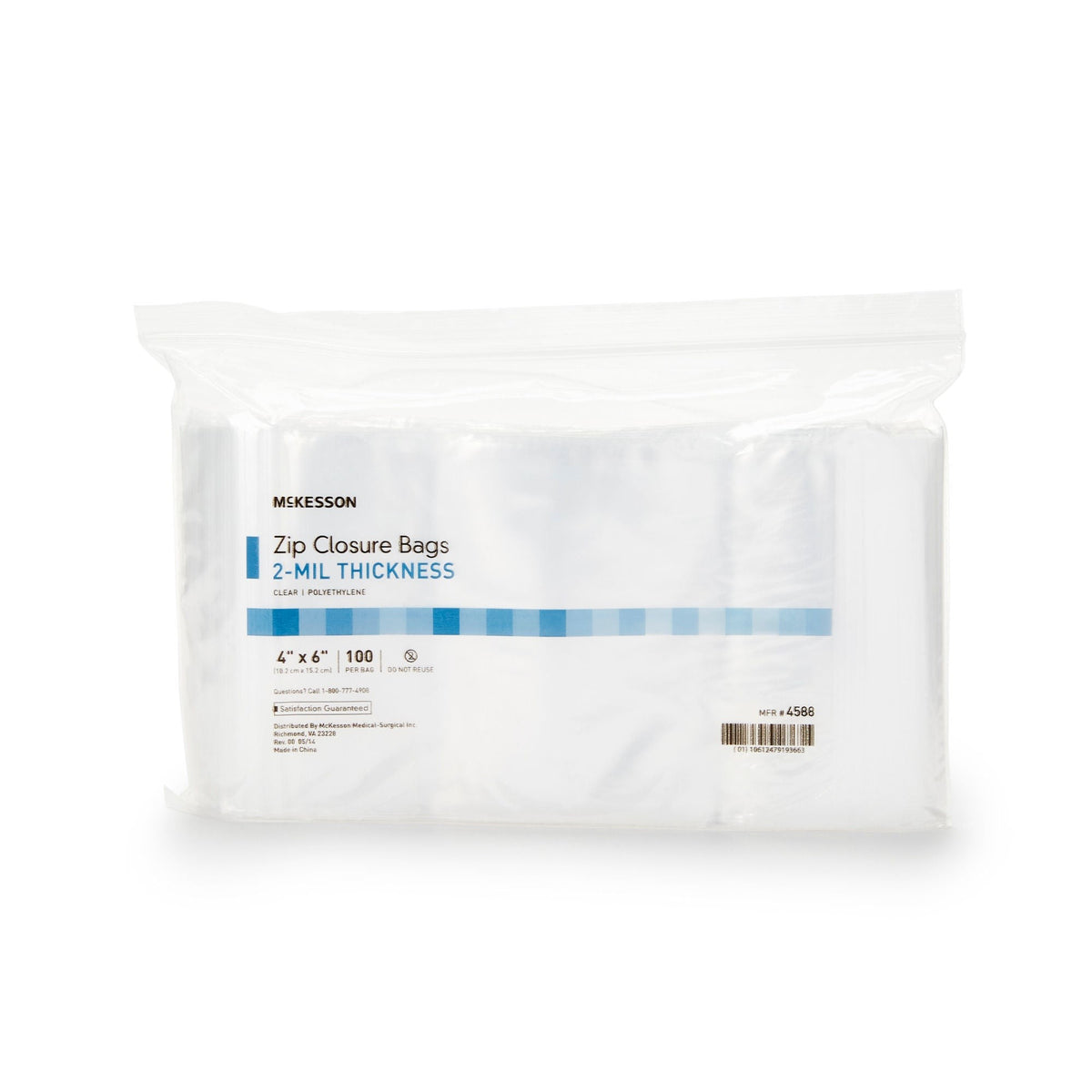 McKesson Reclosable Bag, Zipper Closure, 4" x 6", Polyethylene, Clear - 4588 - LL Medico