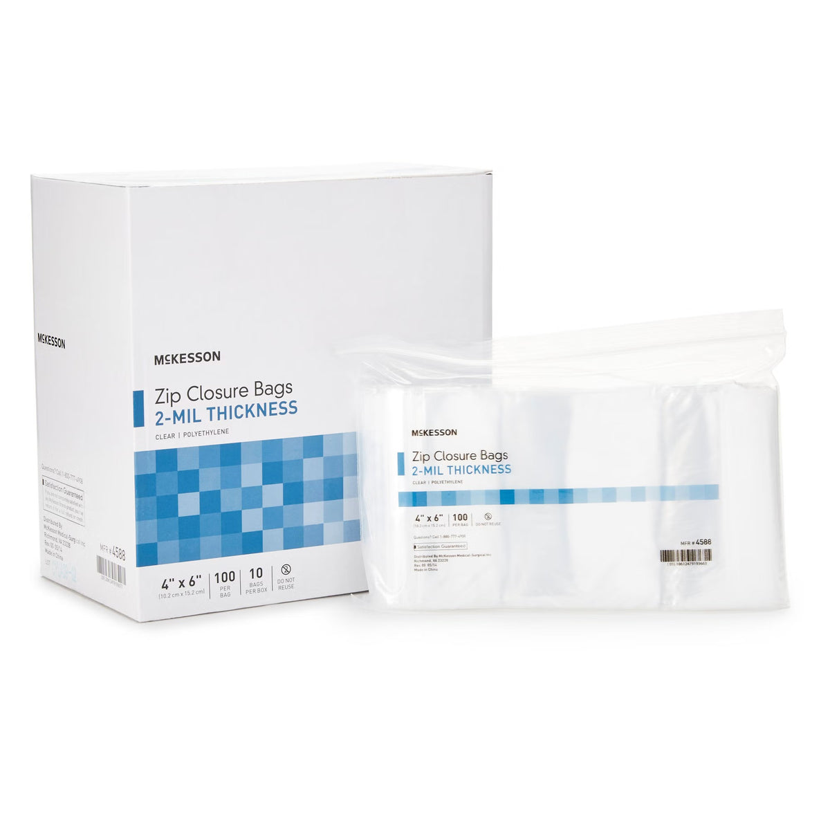 McKesson Reclosable Bag, Zipper Closure, 4" x 6", Polyethylene, Clear - 4588 - LL Medico