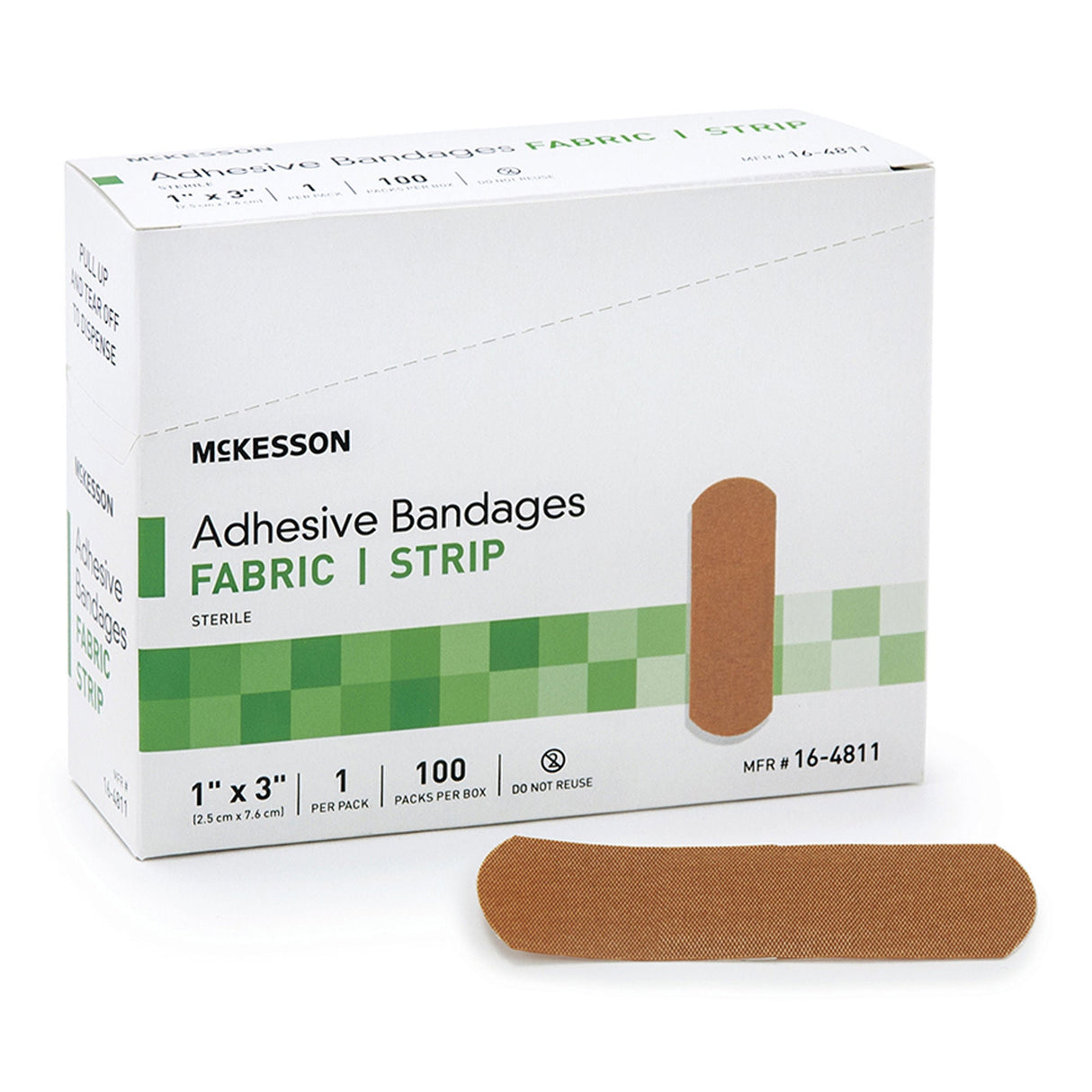 McKesson Adhesive Bandage Fabric Tan, 1" x 3" - 16-4811 - LL Medico