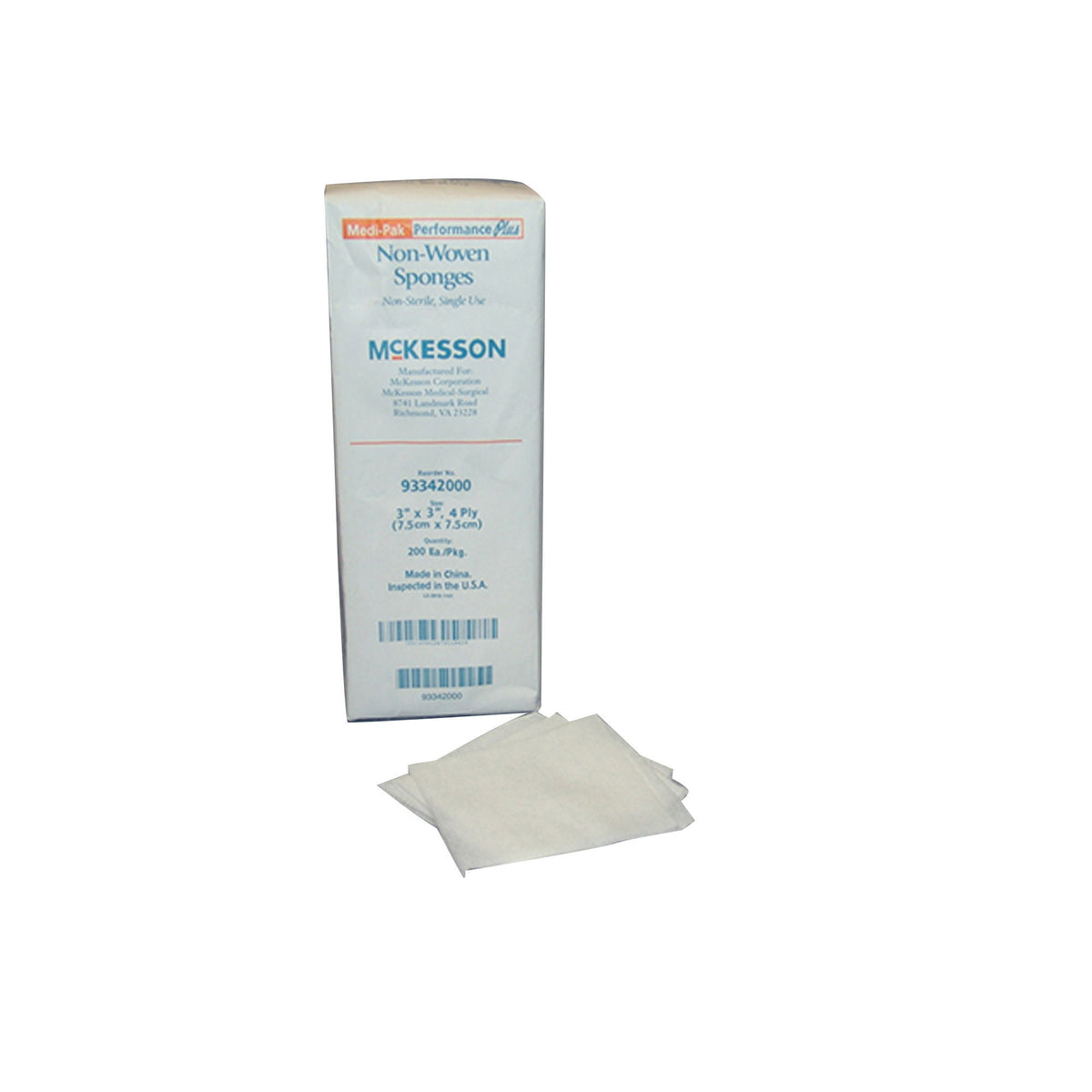 McKesson Non-Woven Sponges Non-Sterile 4-Ply, 3" x 3" - 93342000 - LL Medico