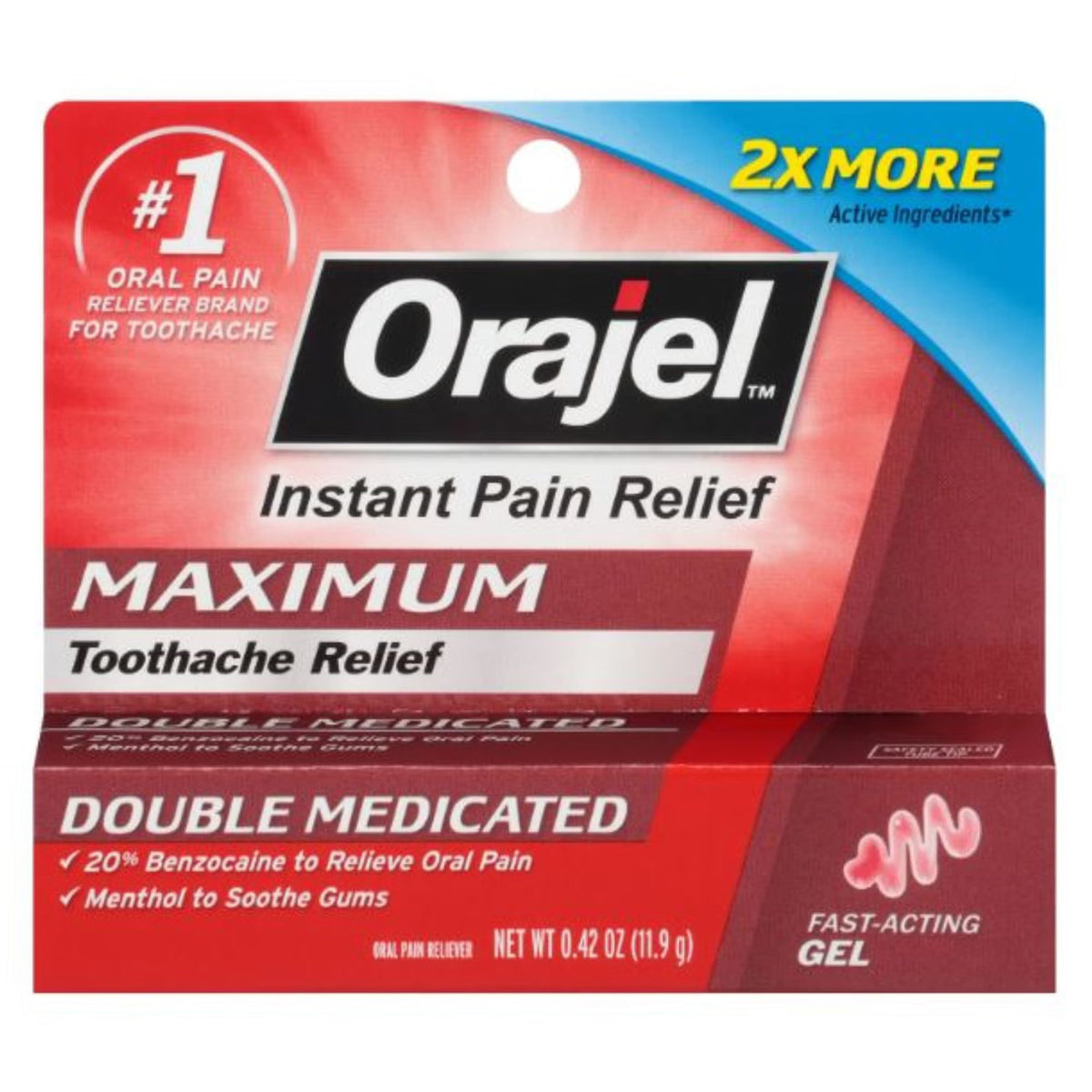 Orajel 2X Medicated Toothache & Mouth Sores Fast-Acting Liquid, 20% Benzocaine - 0.42 oz - LL Medico