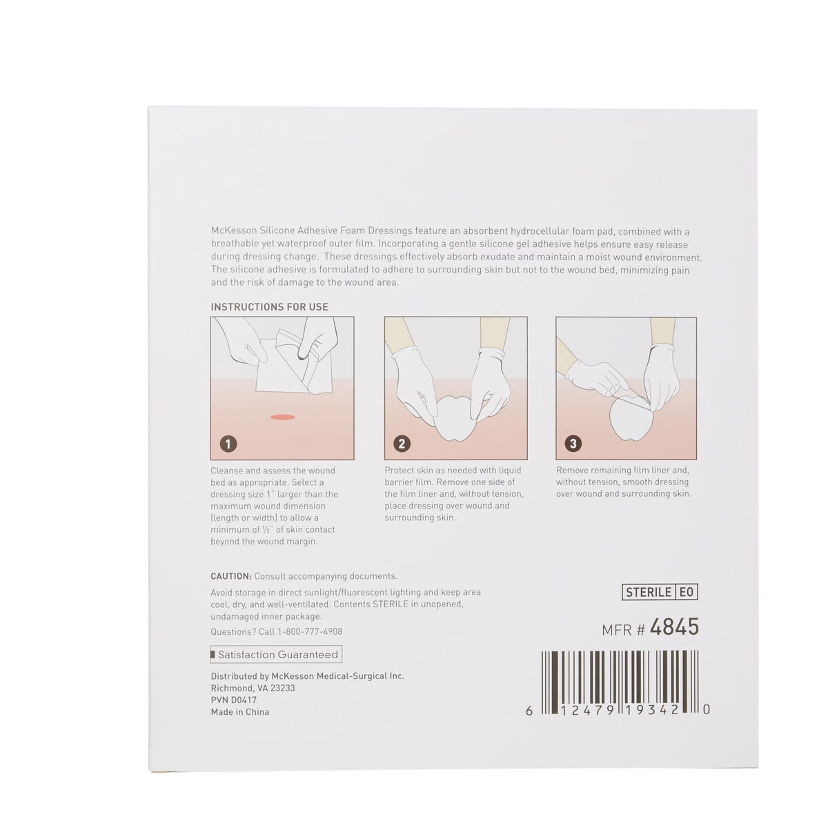 McKesson Silicone Adhesive with Border Silicone Foam Dressing, 7 x 7 Inch Sacral