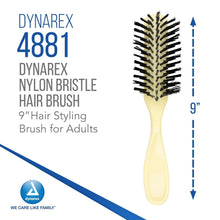 Dynarex Nylon Bristle Hairbrush, Adult, Ivory, 9"