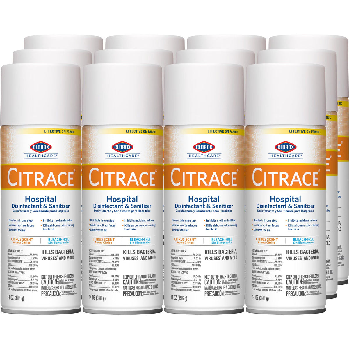 Clorox Healthcare Citrace Hospital, Surface Disinfectant & Sanitizer, Alcohol Based Aerosol Spray, 14 oz Can, Citrus Scent, NonSterile - 49100 - LL Medico
