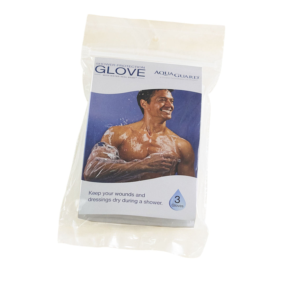 AquaGuard Glove Shower Sleeve, IV Site Barrier Protector, 34" Length, Clear, Polyethylene, NonSterile - 50016-RBX-Bag - LL Medico