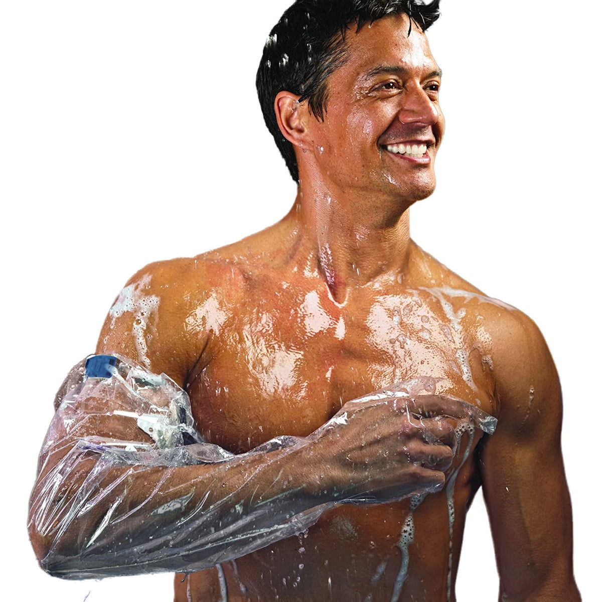 AquaGuard Glove Shower Sleeve, IV Site Barrier Protector, 34" Length, Clear, Polyethylene, NonSterile - 50016-RBX-Bag - LL Medico