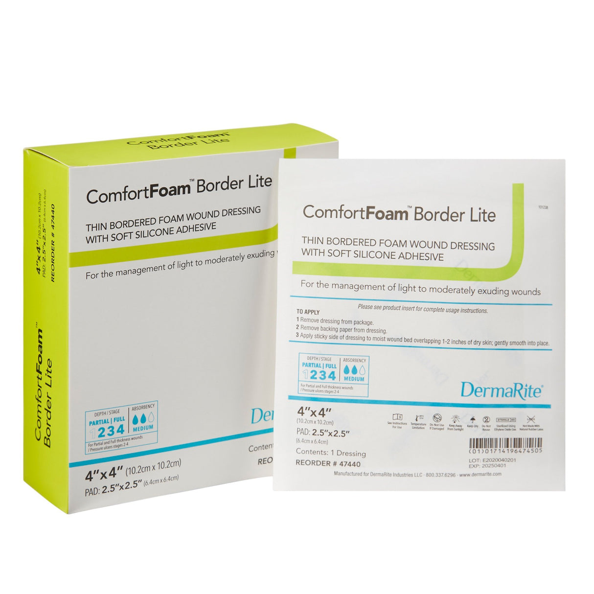 ComfortFoam Border Lite Thin Bordered Foam Wound Dressing, 2 x 2 Inch