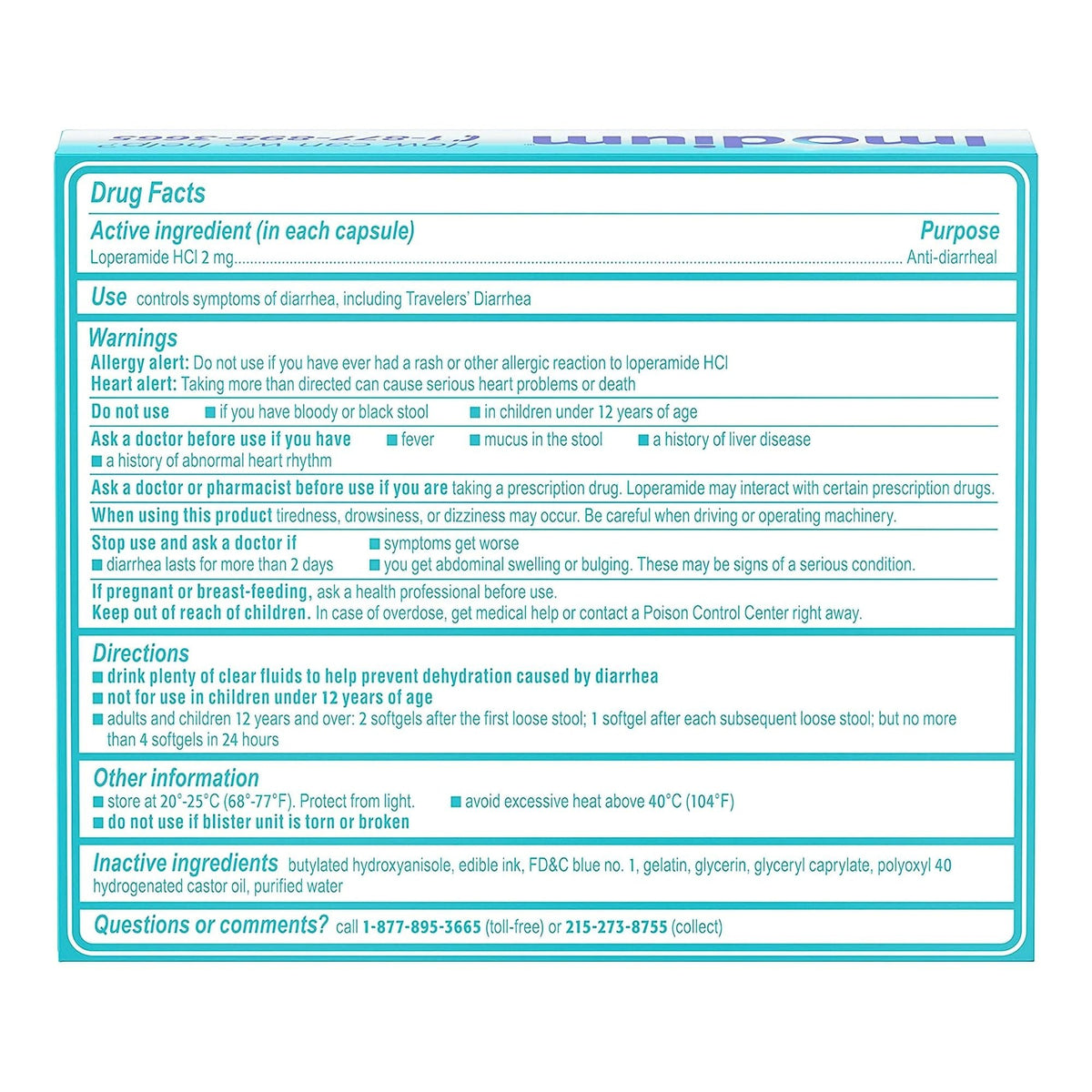 Imodium A-D Anti-Diarrheal Caplets, Loperamide HCl 2 mg - 50580036702 - LL Medico
