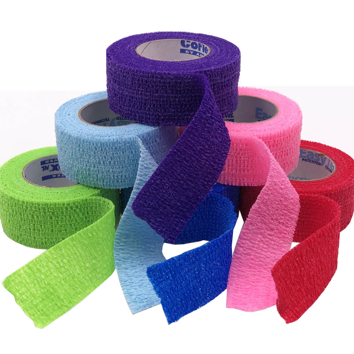 CoFlex NL Cohesive Bandage, Self-adherent Closure, Elastic, Neon Pink - Blue - Purple - Light Blue - Neon Green - Red, Nonsterile, 12 lbs. Tensile Strength - LL Medico