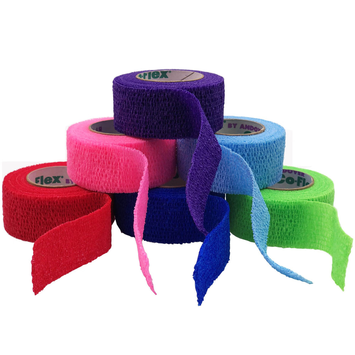 CoFlex NL Cohesive Bandage, Self-adherent Closure, Elastic, Neon Pink - Blue - Purple - Light Blue - Neon Green - Red, Nonsterile, 12 lbs. Tensile Strength - LL Medico