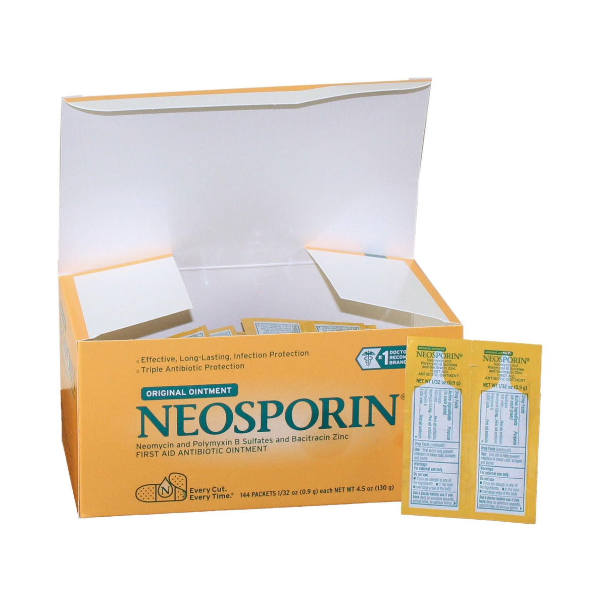 Neosporin Original, First Aid Antibiotic Ointment, Bacitracin Neomycin Polymyxin B, 0.9 g Individual Packet - 510425700 - LL Medico