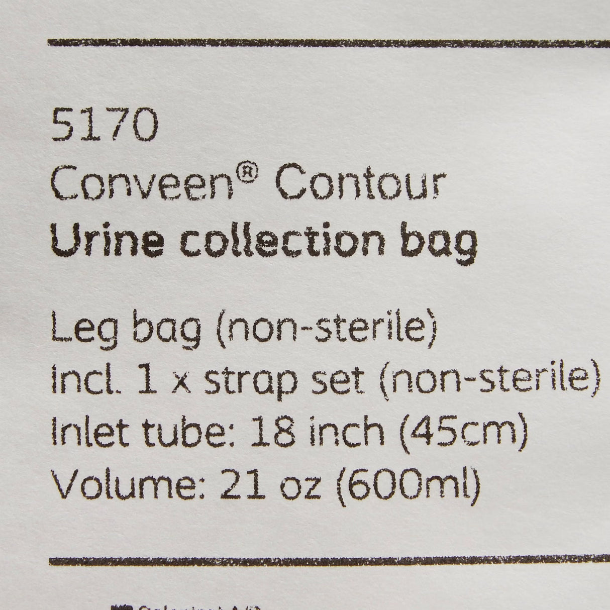 Coloplast Conveen Contour Urinary Leg Bag: Anti-Reflux Valve, Polyethylene/Flocked, 600mL