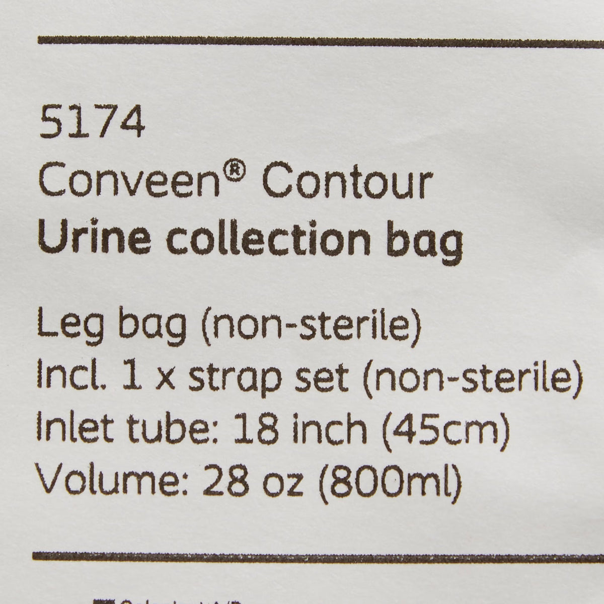 Coloplast Conveen Contour Urinary Leg Bag, Anti-Reflux Valve, Polyethylene/Flocked, 800mL
