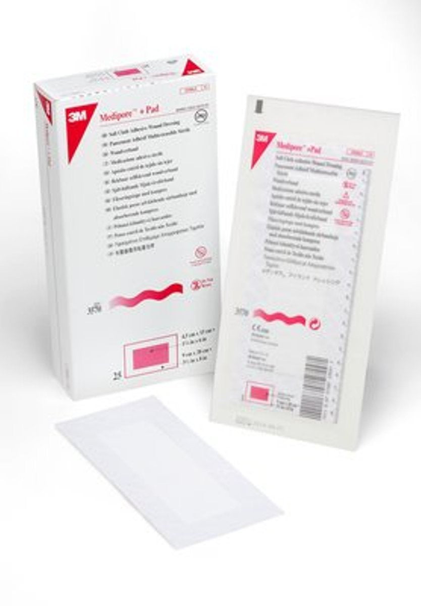 3M Medipore + Pad Soft Cloth Adhesive Dressing, 3.5 x 8 Inch