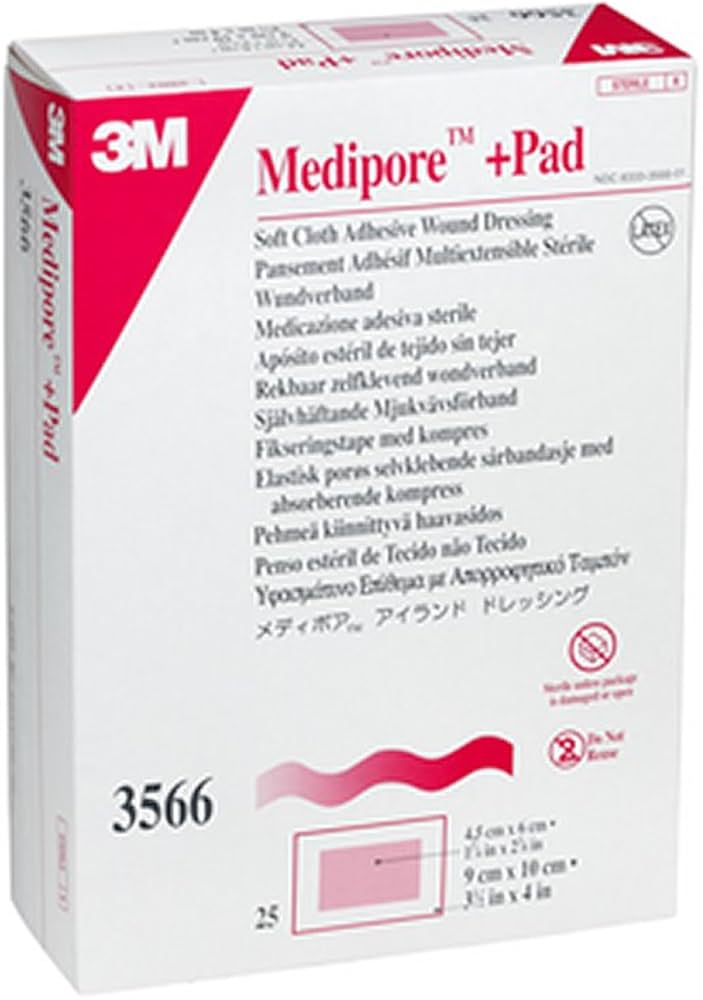 3M Medipore +Pad Soft Cloth Dressings, 2-3/8 x 4 Inch, White